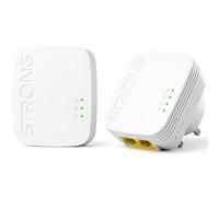 STRONG Kit PLC WiFi AV600, WiFi 300 Mbps, 2 Puertos Ethernet | Plug & Play, red por línea eléctrica, compatible con routers Fibre, Smart TV, teletrabajo, domótica