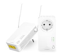 STRONG - Kit Powerline - Doble Toma PLC - PLC 600 Mbps + PLC WiFi 300 Mbps - Compatible Box/Router - 1 Puerto Ethernet + Enchufe Filtrado - Instalación Plug & Play - Alta Velocidad - Blanco