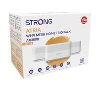 STRONG - Kit WiFi Mesh - Atria AX3000 Mbps - hasta 525 m² de Cobertura WiFi 6 Adicional - Compatible con Cualquier Box y Router Estándar - Doble Banda 2,4 GHz + 5 GHz - 3 Puertos Ethernet - Blanco