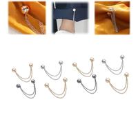 Strong Magnetic Clothing Clips - Invisible Hem Shortener for T-Shirts, Pants, Collars & Hijabs Heavy Duty Clips for Hem Fixing | No-Sew Adjustable Chain Clip Kit (8pcs)