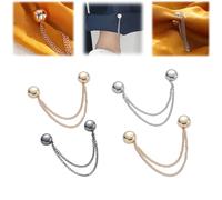 Strong Magnetic Clothing Clips - Invisible Hem Shortener for T-Shirts, Pants, Collars & Hijabs Heavy Duty Clips for Hem Fixing | No-Sew Adjustable Chain Clip Kit (4pcs)