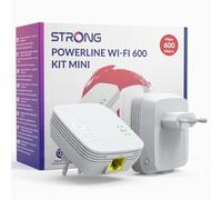 STRONG - Mini Kit Powerline 600 - Doble Toma PLC - 600 Mbps - Compatible con Box/Router - 1 Puerto Ethernet - Instalación Plug & Play - Acceso a Internet de Alta Velocidad en Todas Partes - Blanco