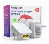 STRONG - Mini Kit Powerline 600 - Doble Toma PLC - Toma PLC 600 Mbps + Toma PLC WiFi 300 Mbps - Compatible con Box/Router - 1 Puerto Ethernet - Instalación Plug & Play - Alta Velocidad - Blanco