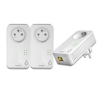 STRONG Powerline 600 - Kit de Toma de Tres Pilas CPL (600 Mbps, Compatible con Cualquier Caja/Router, 1 Puerto Ethernet + Toma filtrada, instalación rápida, Acceso a Internet de Alta Velocidad en