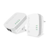 Strong - Mini Kit Powerline 600 - Doble Toma PLC - Toma PLC 600 Mbps + Toma PLC WiFi 300 Mbps - Compatible con Box/Router - 1 Puerto Ethernet - Instalación Plug & Play - Alta Velocidad - Blanco
