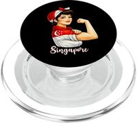 Strong Singaporean Girl Woman Girlfriend Singapore Flag PopSockets PopGrip para MagSafe
