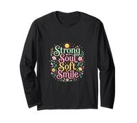 Strong Soul Soft Smile Floral Diseño Inspirador Manga Larga