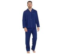 Strong Souls - Pijama tradicional de 2 piezas para hombre, Azul marino liso., Small