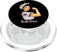 Strong South Korean Girl Woman Girlfriend South Korea Flag PopSockets PopGrip para MagSafe