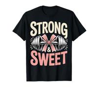 Strong & Sweet Gym Bow Workout, Coqueta y Divertida Camiseta