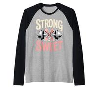 Strong & Sweet Gym Bow Workout, Coqueta y Divertida Camiseta Manga Raglan