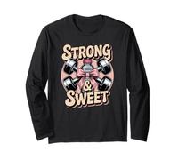 Strong & Sweet Gym Girl Fitness Entrenamiento Motivación Manga Larga
