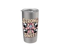 Strong & Sweet Gym Girl Fitness Entrenamiento Motivación Vaso térmico de acero inoxidable de doble pared