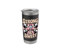Strong & Sweet Gym Girl Fitness Entrenamiento Motivación Vaso térmico de acero inoxidable de doble pared