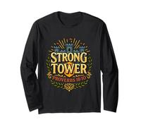Strong Tower Proverbs 18:10 Escritura cristiana a todo color Manga Larga