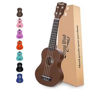 Strong Wind Ukelele soprano de 21 pulgadas, ukeleles de tilo para principiantes, cuatro cuerdas, guitarra hawaiana, ukelele de Navidad, para adultos y adolescentes, color marrón