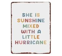 Strong Woman Quote Metal Sign She Is Sunshine Mixed With A Little Hurricane Vintage Wall-Art for Bedroom Living Room Cafe 8 X 12 in