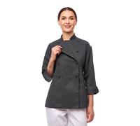 strongAnt Chaqueta de Chef de Mujer de Manga Larga con Botones de Bola confeccionada en algodón. Uniforme de Chef, Chaqueta de Panadero - Gris, XL