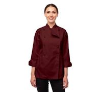 strongAnt Chaqueta de Chef de Mujer de Manga Larga con Botones de Bola confeccionada en algodón. Uniforme de Chef, Chaqueta de Panadero - Burdeos, XL