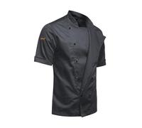 strongAnt Chaqueta de Chef para Hombre con Botones de Bolas. Chaqueta panadera, fácil Planchado, Repelente a la Suciedad easyClean - Manga Corta - Gris, 2XL