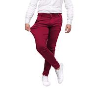 strongAnt Pantalón Chino Hombre Slim fit Power Stretch. Pantalón de Hombre Business de Estilo clásico. Pantalón Traje elástico - Burdeos, 44