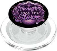 Stronger Than The Storm - Diseño de Cruz con Flores PopSockets PopGrip para MagSafe