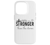 Stronger Than the Storm Faith Bible Verse Sign Inspirational Carcasa para iPhone 14 Pro
