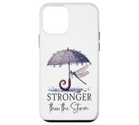 Stronger Than the Storm Psalm 93 Christian Purple Dragonfly Carcasa para iPhone 12 mini