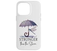 Stronger Than the Storm Psalm 93 Christian Purple Dragonfly Carcasa para iPhone 14 Pro Max
