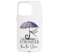 Stronger Than the Storm Psalm 93 Christian Purple Dragonfly Carcasa para iPhone 15 Pro Max