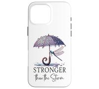 Stronger Than the Storm Psalm 93 Christian Purple Dragonfly Carcasa para iPhone 16 Pro Max