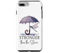 Stronger Than the Storm Psalm 93 Christian Purple Dragonfly Carcasa para iPhone 7 Plus/8 Plus