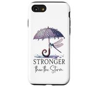 Stronger Than the Storm Psalm 93 Christian Purple Dragonfly Carcasa para iPhone SE (2020) / 7 / 8