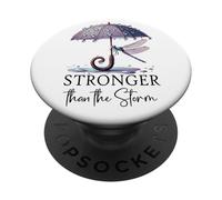Stronger Than the Storm Psalm 93 Christian Purple Dragonfly PopSockets PopGrip Adhesivo