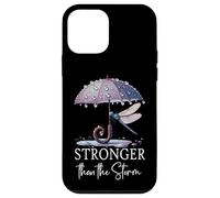 Stronger Than the Storm Psalm 93 Purple Dragonfly Christian Carcasa para iPhone 12 mini