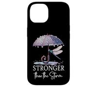 Stronger Than the Storm Psalm 93 Purple Dragonfly Christian Carcasa para iPhone 14