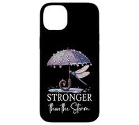 Stronger Than the Storm Psalm 93 Purple Dragonfly Christian Carcasa para iPhone 14 Plus