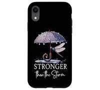 Stronger Than the Storm Psalm 93 Purple Dragonfly Christian Carcasa para iPhone XR