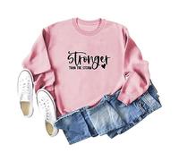 Stronger Than The Storm Women's Graphic Print Pullover - Soft Cotton Blend Sweatshirt with Long Sleeves, Comfortable Casual Wear for Daily Use