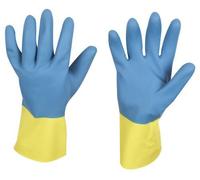stronghand Industrial - Guantes de goma KENORA, color azul y amarillo, talla 8, aptos para alimentos y resistentes a los productos químicos