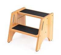 StrongTek Taburete ajustable de dos escalones, escalera de madera resistente, antideslizante y ajustable en altura para adultos, niños y uso doméstico