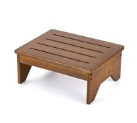 Strongtek Taburete Escalonado de Bambú para Adultos al Lado de la Cama Alta, Capacidad de 300 Libras, Antideslizante con Borde Circular para Dormitorio, Cocina (Nogal)