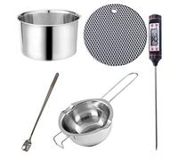 Stronrive Acero Inoxidable, Baño María con Termómetro Y Agarradera, Olla con Mango Resistente Al Calor para Derretir Chocolate, Fabricación Velas, Dulces, Jabón