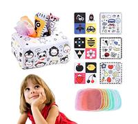 Stronrive Caja pañuelos para niños pequeños | Juguetes sensoriales Cuadrados Alto Contraste Rellenos,Caja pañuelos Cuadrada sensorial, Peluche Aprendizaje