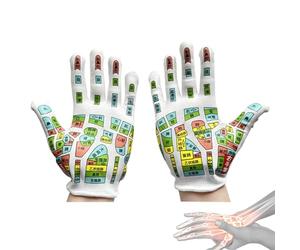 Stronrive Guantes de reflexología para manos,Guantes de reflexología - Guantes de masaje de manos - Guantes de acupuntura para alivio, guía de tabla de reflexología, herramientas de spa de mano para