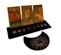Stronrive Madera para Tarjetas Tarot, Barajas Tarot En Forma Luna, Decoración Altar, Pantalla Rectangular En Forma Luna, Herramientas Adivinación Bruja Oráculo