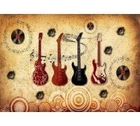 STROXTH WALLPAPER Papel Pintado 300cmx210cm Música Fondo Mural Con Elementos Musicales De Guitarra Bar Y Karaoke 3D Fotográfico Sala Estar Dormitorio Decoración Pared