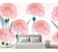 STROXTH WALLPAPER Papel Pintado 3d Claveles 430cmx300cm Hojas Y Flores Tropicales En Rosa 3D Fotográfico Sala Estar Dormitorio Decoración Papel