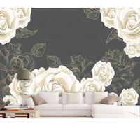 STROXTH WALLPAPER Papel Pintado 3d Peonías Vintage 200cmx140cm Flores Abstractas En Blanco Y Negro 3D Fotográfico Sala Estar Dormitorio Decoración Papel
