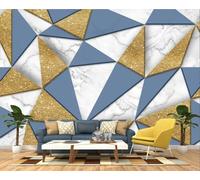 STROXTH WALLPAPER Papel Pintado Patrones geométricos dorados 150cmx105cm Triángulo Geométrico Minimalista De Mármol Blanco 3D Fotográfico Sala Estar Dormitorio Decoración Papel